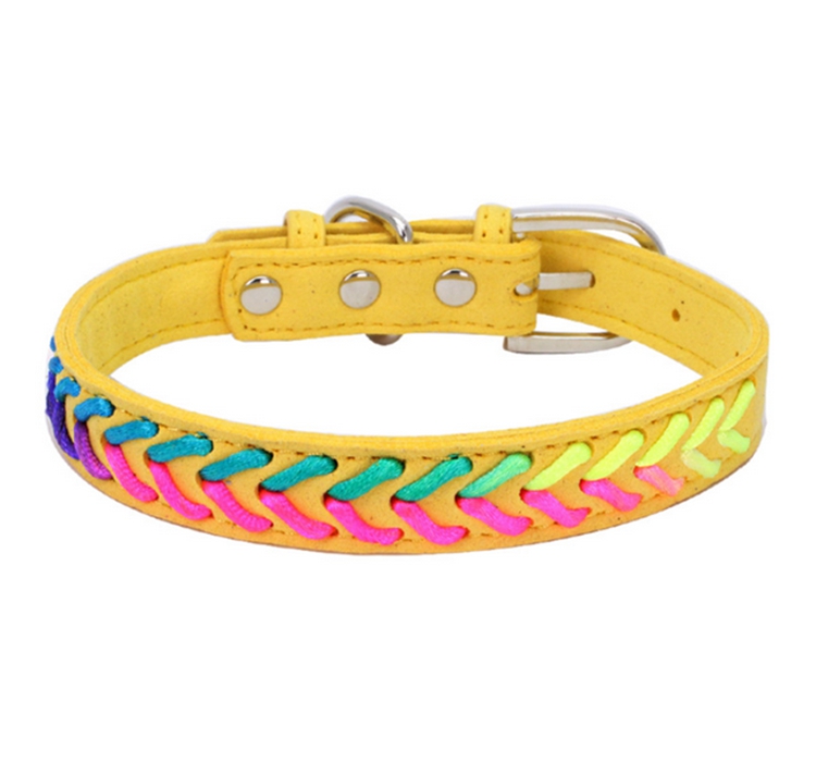 Braided Dog Collars Soft Suede for Small Medium Dog Pet Puppy Chihuahua: S / Yellow