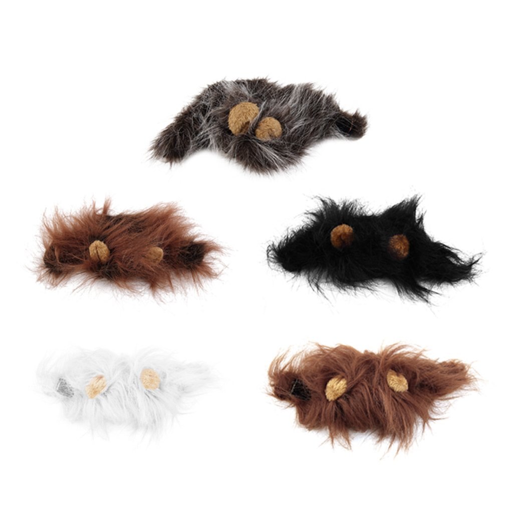 Chien de compagnie Costume Lions cheveux crinière oreilles perruque pour chat Halloween fête de noël habiller Costume avec oreille vêtements pour animaux de compagnie chat déguisement