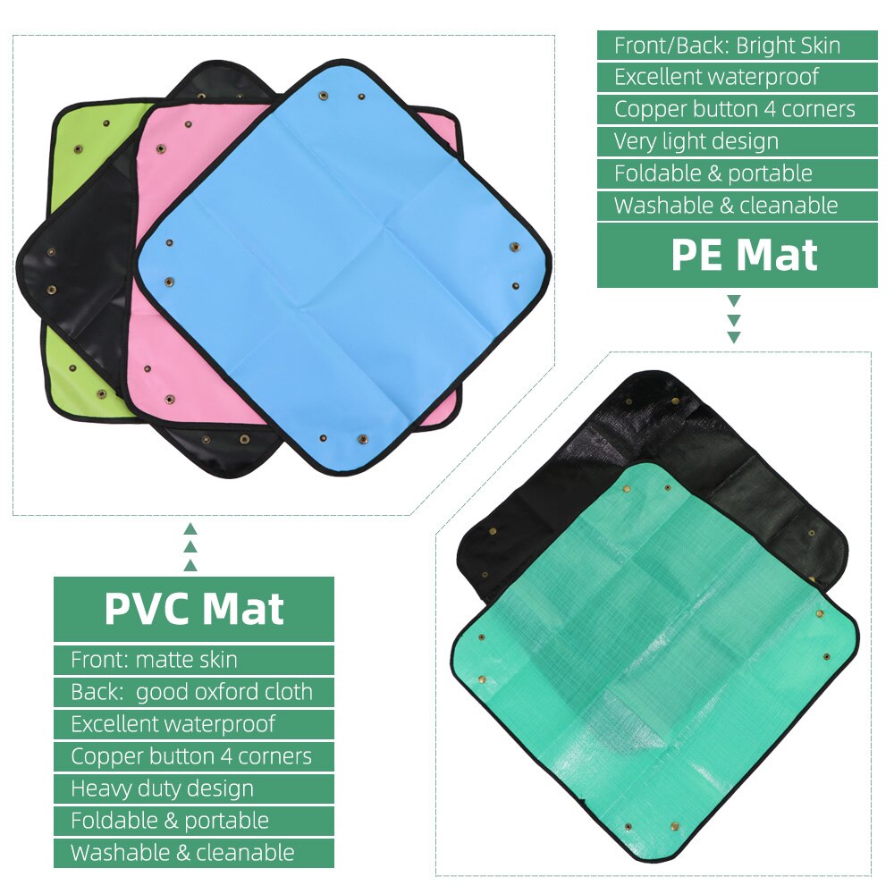 Planten Mat Pvc Pe Tuinieren Verpotten Mat Vierkante Waterdichte Opvouwbare Transplanteren Tarp Bloem Oppotten Pad Indoor Verwijdering Bodem