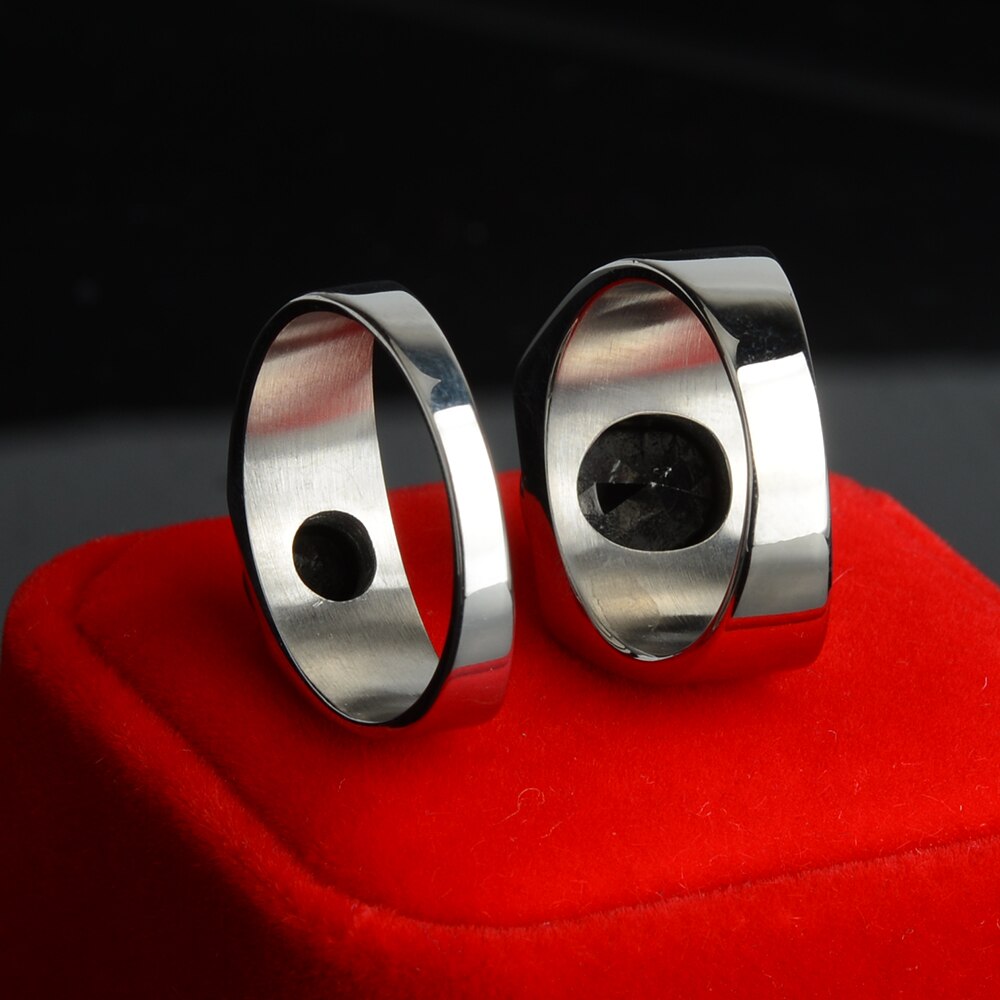 316L Edelstahl Mit Schwarz Zirkonia Stein Weiß Silber Farbe Engagement Hochzeit Ringe einstellen Für Frauen Mann