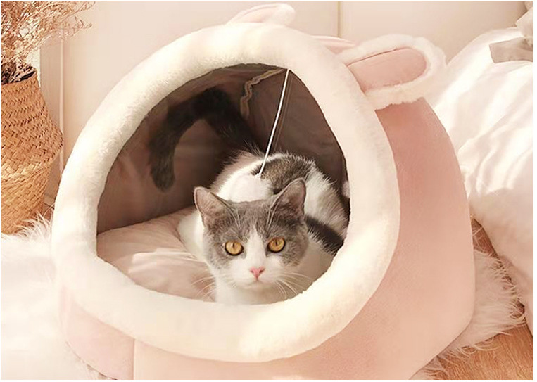 Cama suave y cálida para gatos, casa cálida de invierno, cueva para perros, nido suave, perrera, cama para gatitos, saco de dormir para perros pequeños y medianos