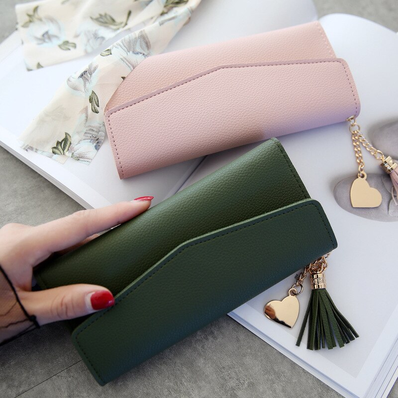 Tassel Pendan Woman Wallet Multi Pockets Lady Long Purse Clutch Zipper Phone Holder Female Wallets Card Holder Girl Carteras