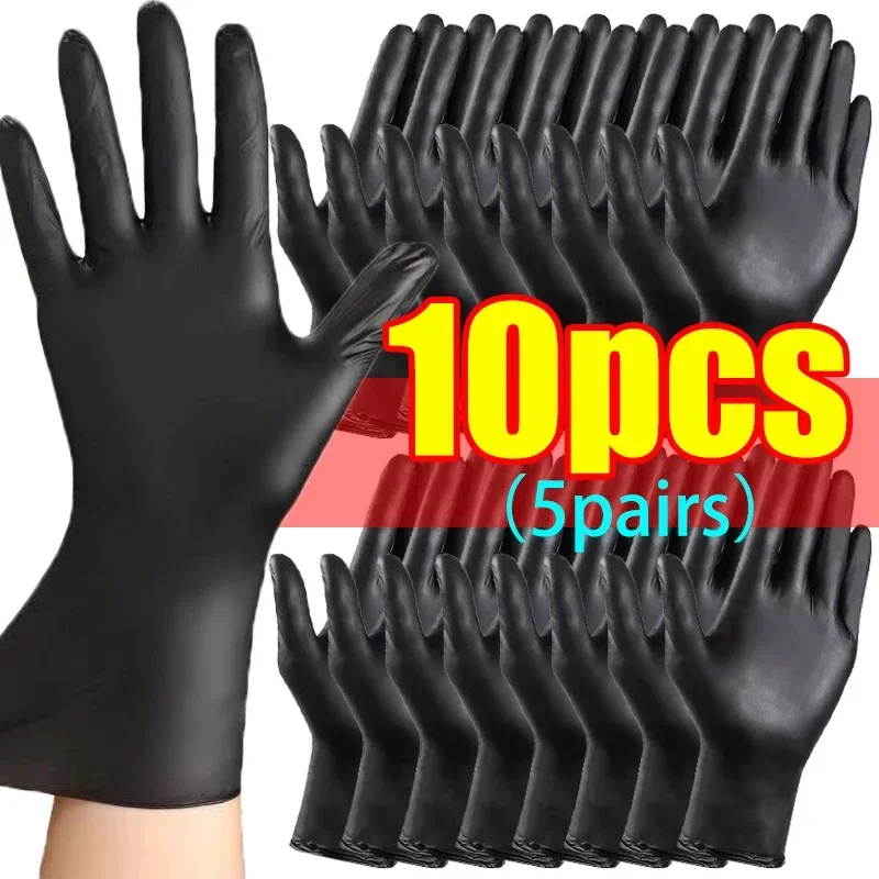 Schwarze Nitril-PVC-Handschuhe, starke Handschuhe, Einwegartikel für Hausarbeit, Geschirrspülen, Auto, Industrie, Gartenarbeit, Haustierpflege, Backen, Kochwerkzeug: S / Rosa