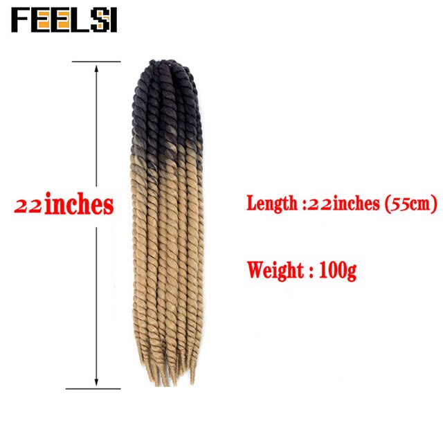 Havana Mambo Twist Hair Crochet Braids 22'' 120g 20 Color Ombre Synthetic Crochet Hair Braiding Hair FEELSI Purple