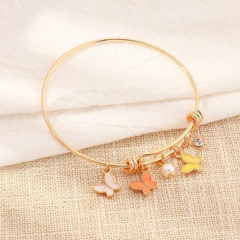 Boho Multicolour Emaille Bloem Bee Vlinder Cirkel Armbanden & Armband Voor Vrouwen Meisjes Korea Leuke Goud Kleur Verstelbare Bangles: 1