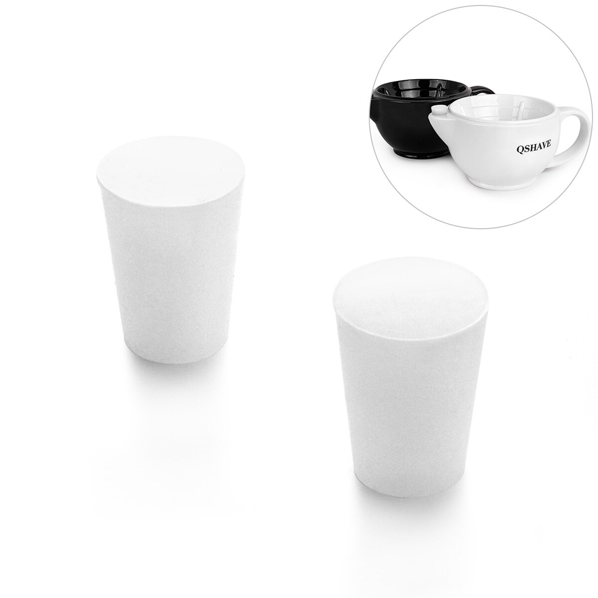 QSHAVE Silicone plug for Razor Shaving Scuttle Mug Filled Keep Water, White Bowl Rubber Cork