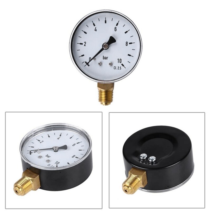 Pressure Gauge 60Mm Dial 0-10Bar Npt Thread Mount Pressure Gauge Fuel Air Oil Water Pressure Measuring Manometer 0-145 Psi