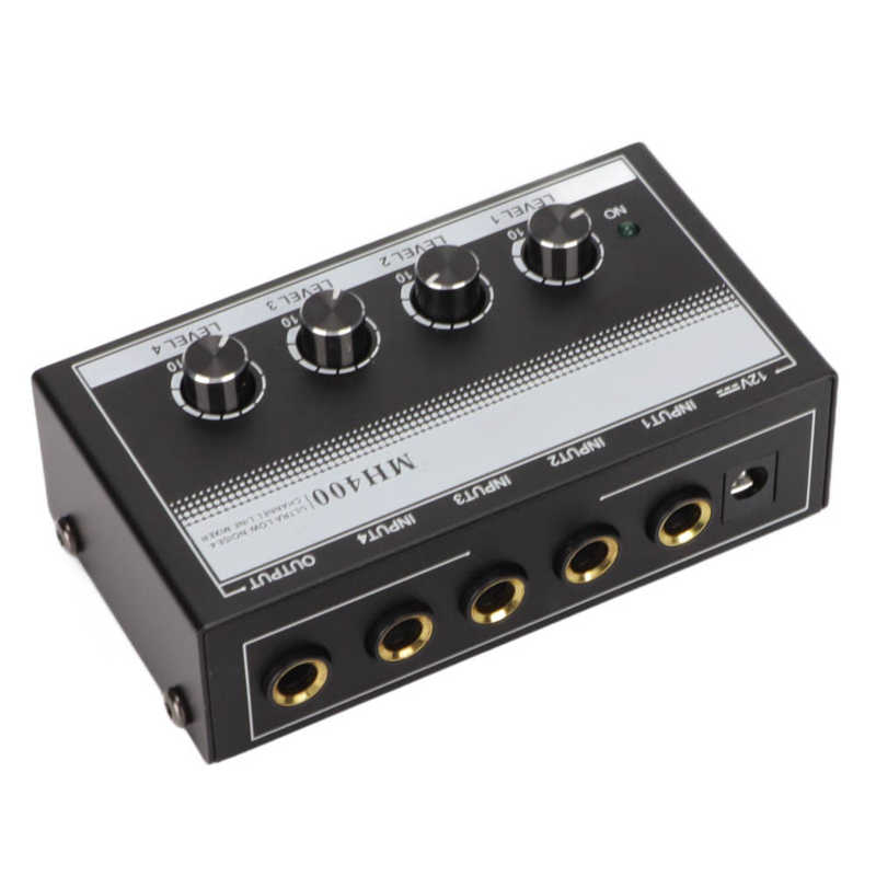 4 Channel Line Mixer Compact Stereo Low Noise Portable Line Mixer for Clubs and Bars 100‑240V