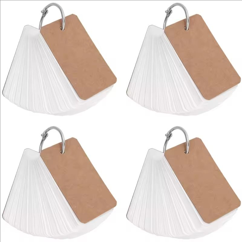 Tarjetas didácticas en blanco de papel Kraft con anillos de carpeta, libretas en espiral, Mini cuadernos, tarjetas de estudio, libro de papelería Kawaii, 400/100 hojas: green