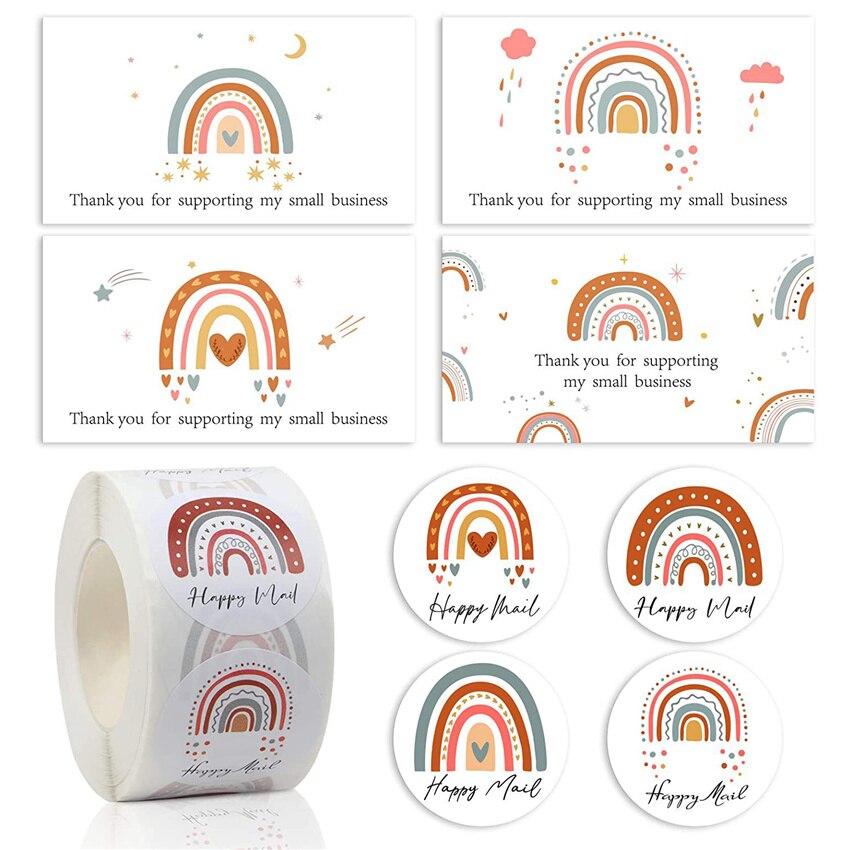 Rainbow Thank You Card For Supporting My Small Business Happy mail Thank You sticker Labels for Birth days Christmas decor