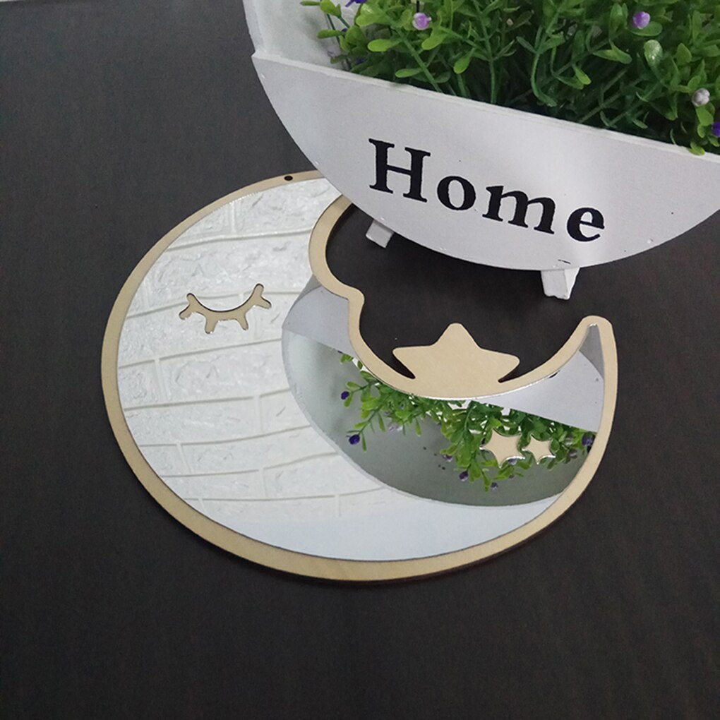 1PCS Children Cartoon Decorative Mirror Bathroom Baby Room Rabbit Star Wood Acrylic Mirror Frame Home Art Wall Decor