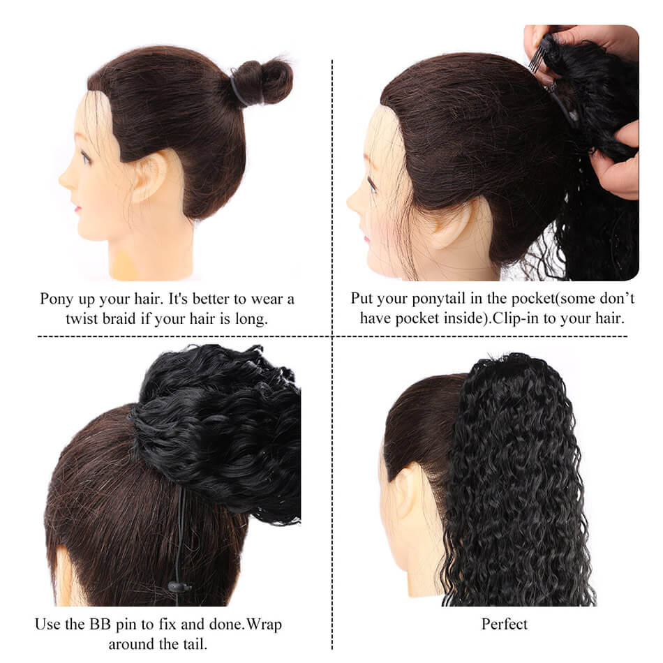 Beauty On Line Curly Clip In Pony Tail Hairpieces MT4/27# Color Synthetic Hair Drawstring Ponytail Heat Resistant For Women