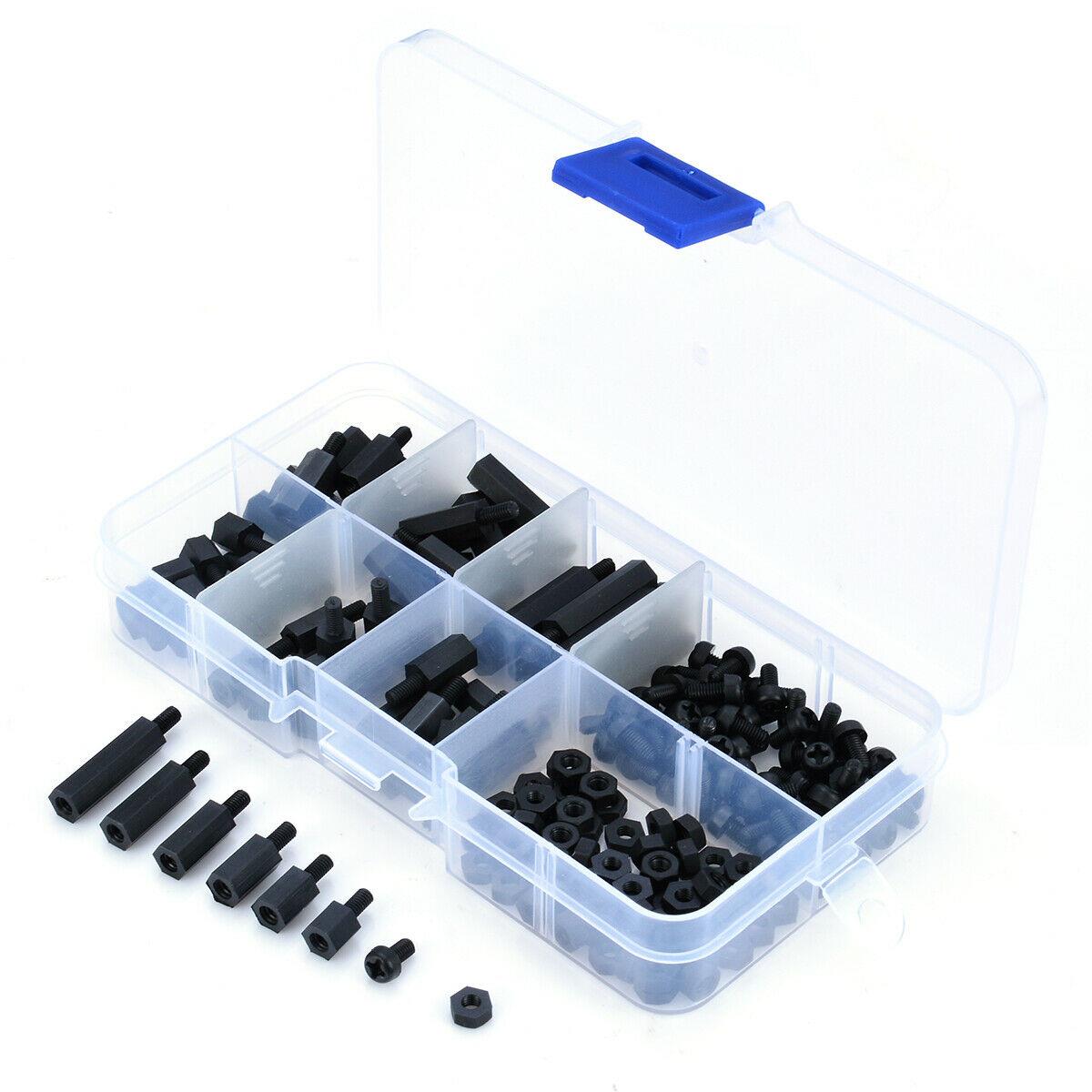 180pcs Plastic M3 Screw Combination Nylon Hexagon Washer Screw Nut Classification Kit Environmental Protection Durable Hardware