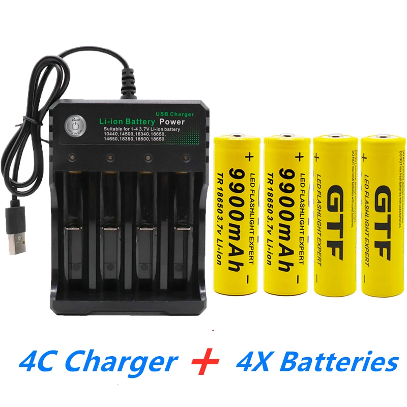 Original 3,7 3,7 V Lithium-Ionen-Batterien für Taschenlampe Akku V mAh für Taschenlampe USB-Ladegerät