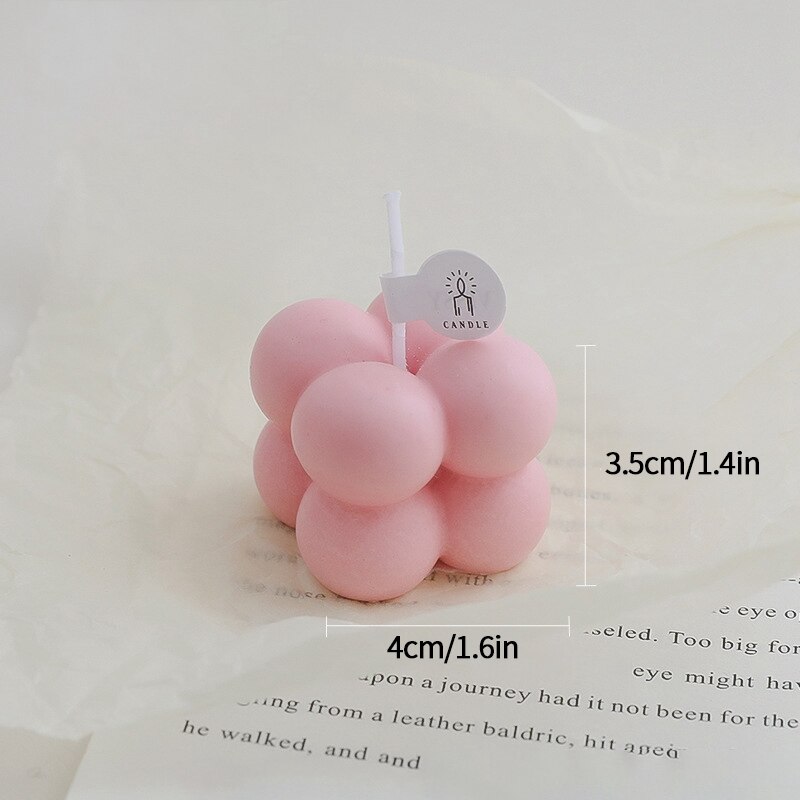Bubble Cube Aromatherapy Candle Mini DIY Scented Candles Relaxing Birthday Handmade Home Decoration Party Photo Props: Pink 4x3.5cm