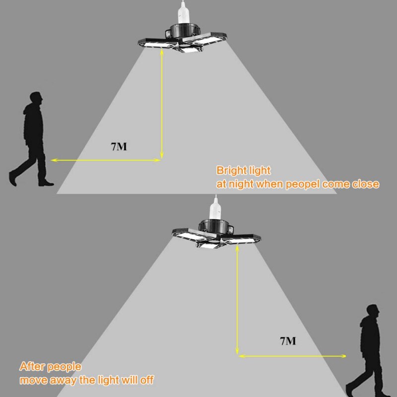LED Garage Lamp With PIR Motion Sensor LED Workshop Lights Deformed Folding Chandelier Mining Lamp Factory Lampwith