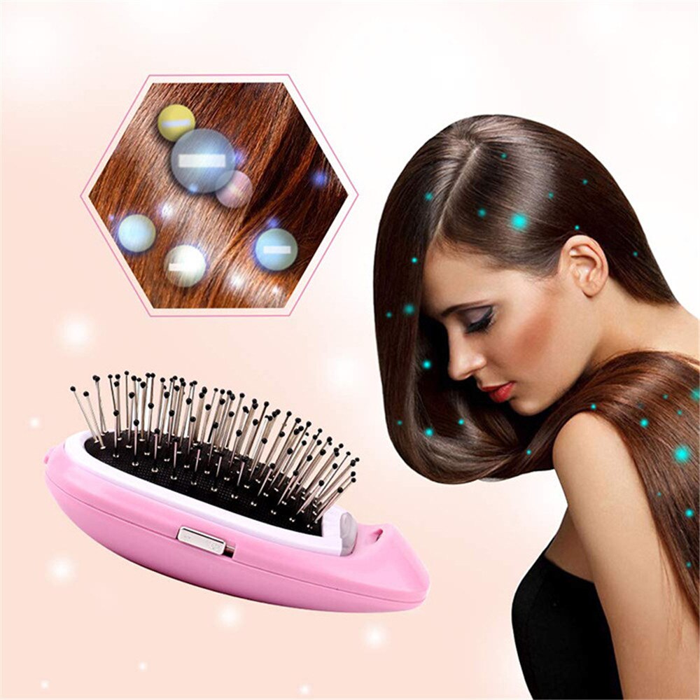 Cepillo de pelo de masaje eléctrico pequeño peine de iones negativos, peine iónico para el pelo, cepillo de pelo antiestático para niñas