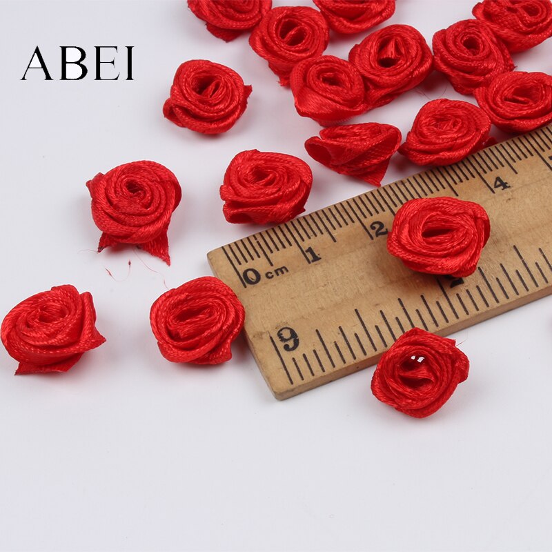 100 stk 15mm mini rød rose kunstigt silkeblomsthoved til scrapbog bryllupsdekoration
