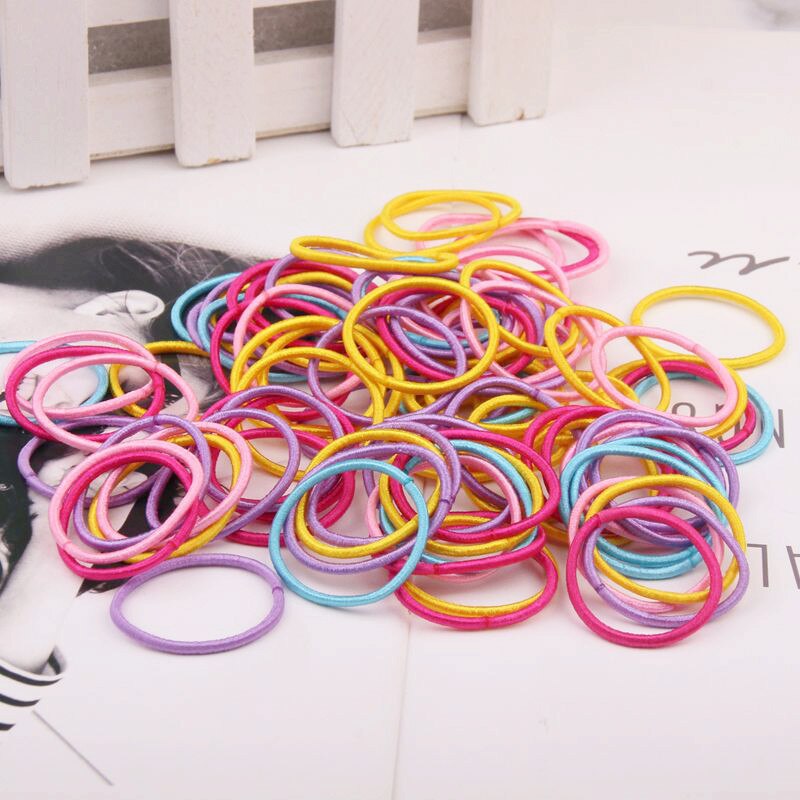 100pcs Hair Bands - 3cm Nylon Rubber Bands - Children Safe Elastic Ponytail Holder