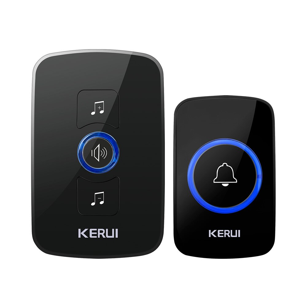 KERUI Home Security Wireless Welcome Emergency Alarm Door Bell 433MHz Entry Door Alert Waterproof Button Doorbell: Doorbell kit1-black