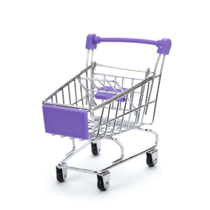 Mini Supermarket Hand Trolley Shopping Utility Cart Storage Basket Pretend Kids