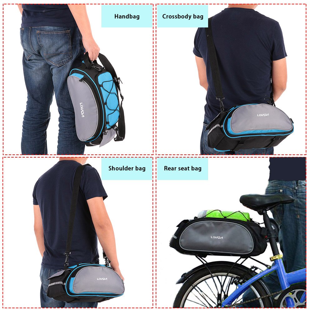 Lixada 13l multifunctionele fietstas voor achterop de fiets, buitenfiets, fietsendrager, sporttas, kofferbak, fietstas, achterbanktas, handtas