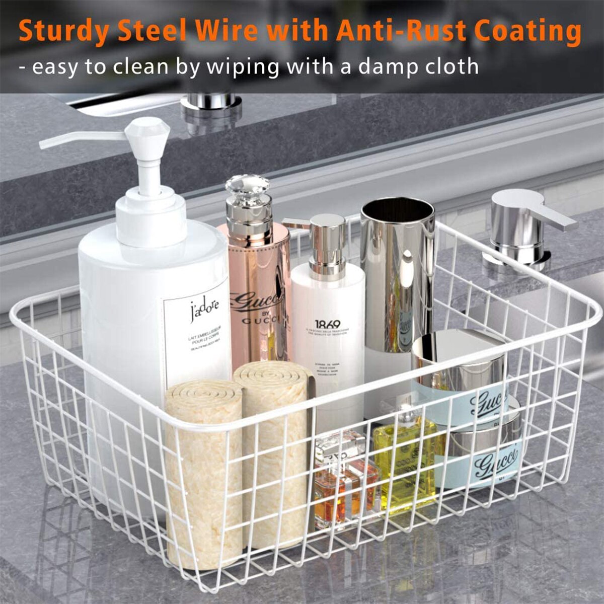 Japanese Style Iron Storage Basket with Interlining Detachable Simple Hollow Living Room Desktop Snack Basket