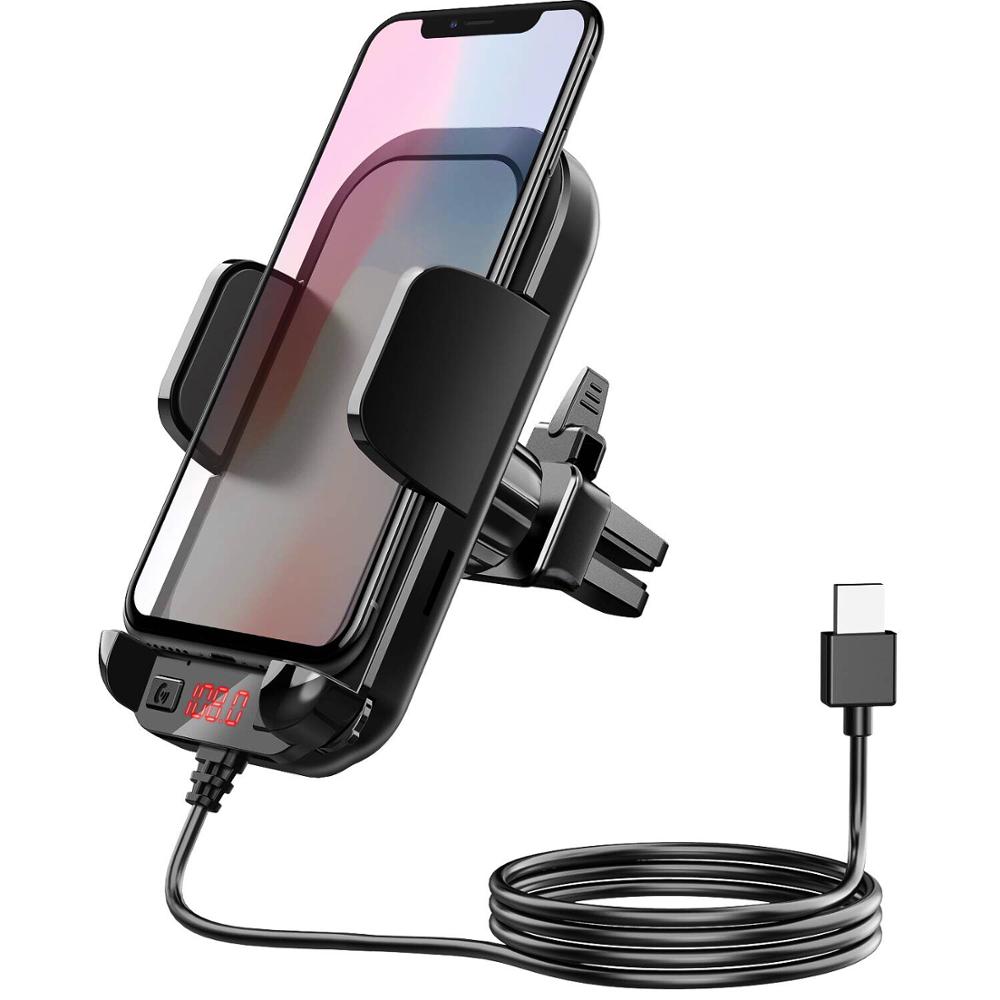 Transmetteur fm bluetooth pour voiture, mp3 avec support de téléphone