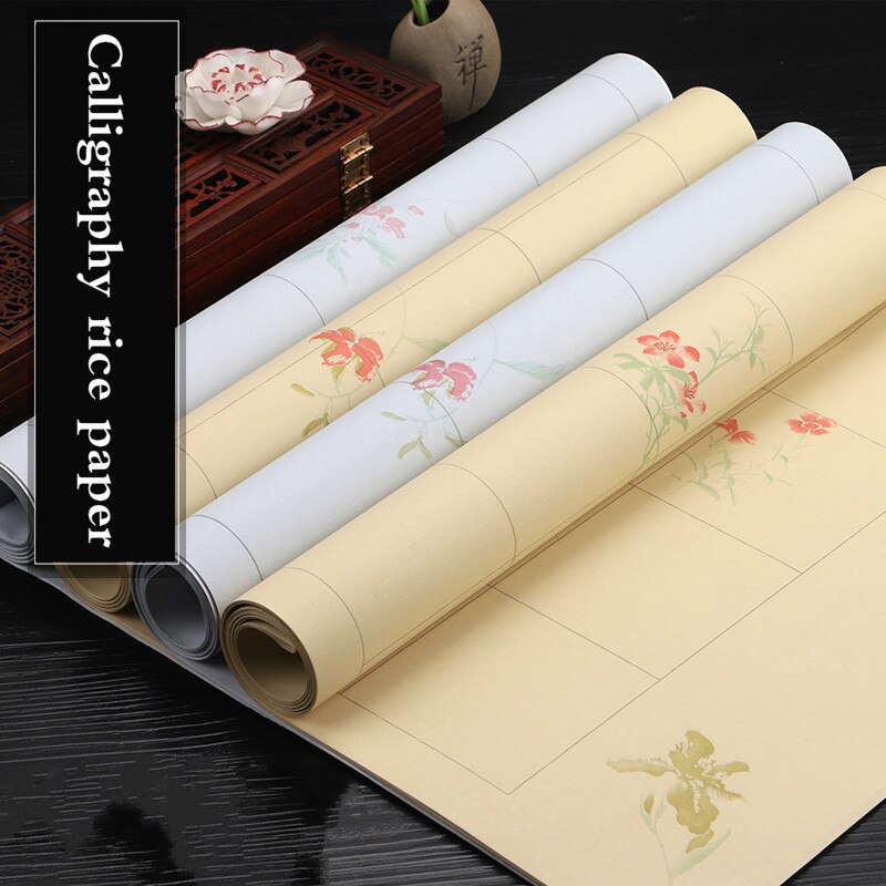 Batik – papier semi-mûr Xuan, 10 feuilles de papier de calligraphie chinoise, papier de riz à motif de fleur chinoise avec grilles