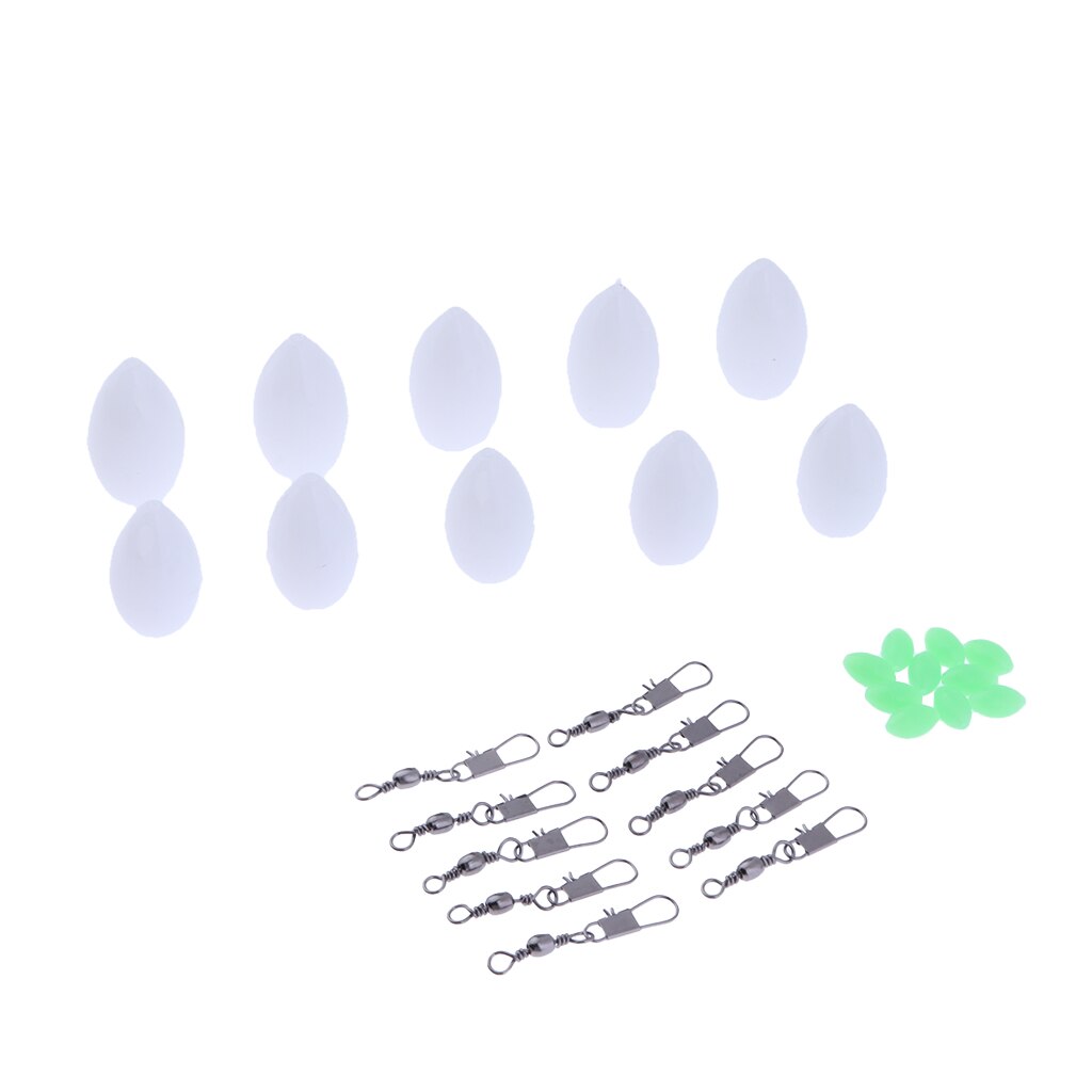 10pcs Plastic Floating Bombarda Floats Long Distance Casting Lure with Beads and Rolling Swivels