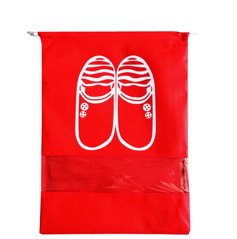 2 Sizes Waterproof Shoes Bags Pouch Women Travel Bag Portable Drawstring Bag Packing Organizer for Men journay Organizador bag: Red / L