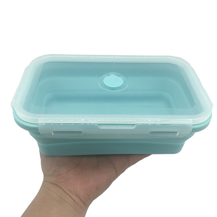 Silikone madkasse silikone madkasse madkasse bento kasser mikroovn spisestel mad opbevaringsbeholder madkasse camping forsyninger: Blå / 800ml