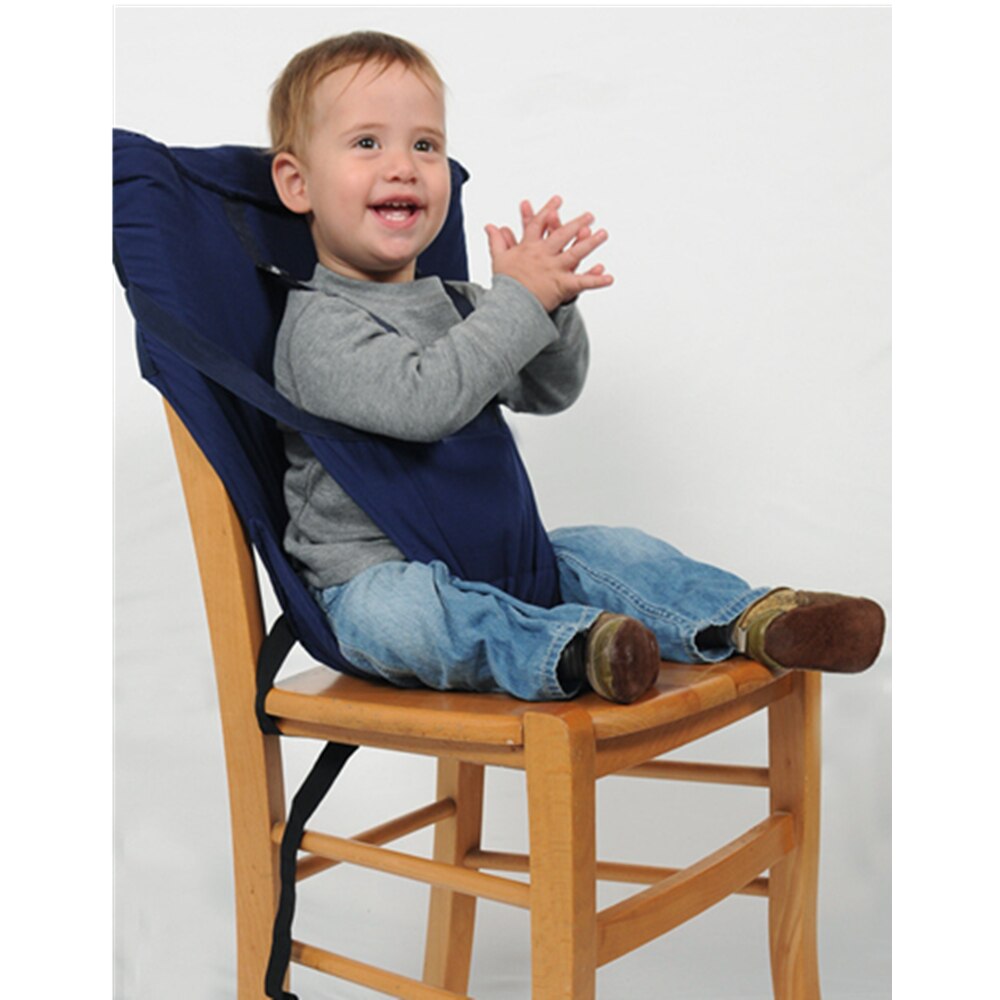 Stol til babyer baby bærbar sæde børn rejser sammenklappelig vaskbar spisning fodring høj stol sikkerhedsseler booster til fodring: Mørkeblå