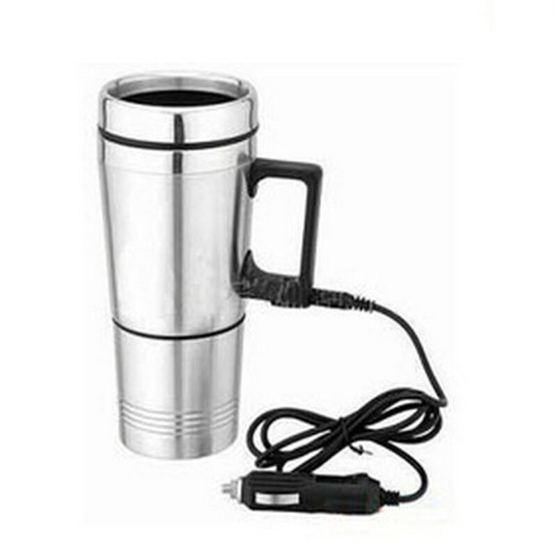 12V 300ml taza de coche botella leche café agua del té calentador taza de acero inoxidable calentador de Metal botella de calefacción para Campin de viaje