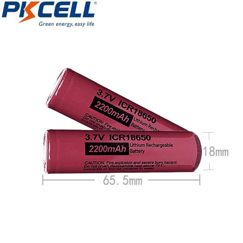 2PC/4PC PKCELL 18650 3.7V Li-ion battery lithium rechargeable battery high drain batteries 2200mah ICR 18650 flashlight batteria