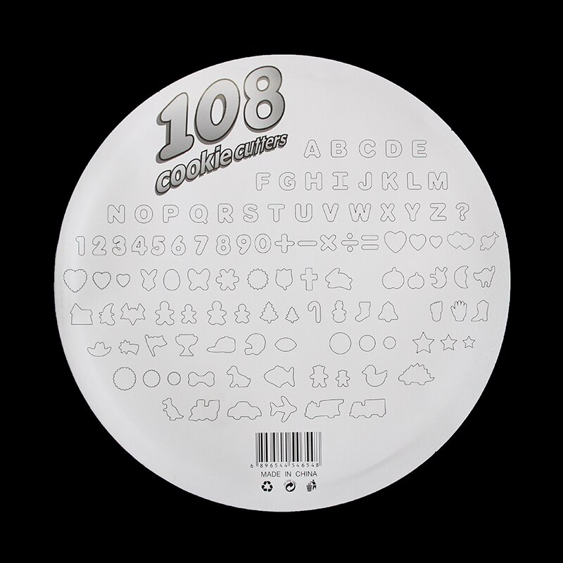 108PCS Cookie Stamp Cutter Set Dog Alphabet Star Letter Heart Cartoon Animal Flower Round Biscuit Mold Mini Plastic Fondant Tool