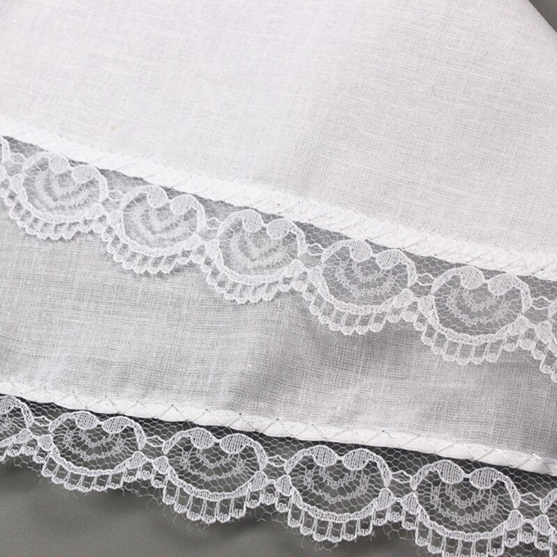5pcs Novelty Wedding White Square Pocket Women Lace Handkerchief Cotton Portable Towels Thin Hanky zakdoeken fazzoletto mendil
