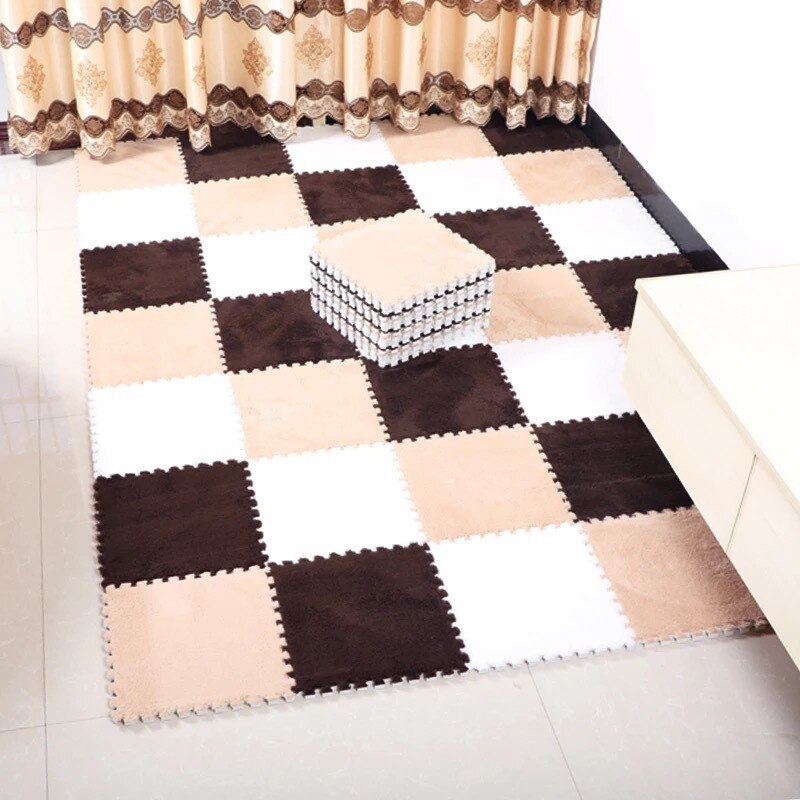 4pc/ sett baby eva skum plysj puslespill lekematte barnetepper leker teppe for barns sammenlåsende treningspute gulv for babyspill