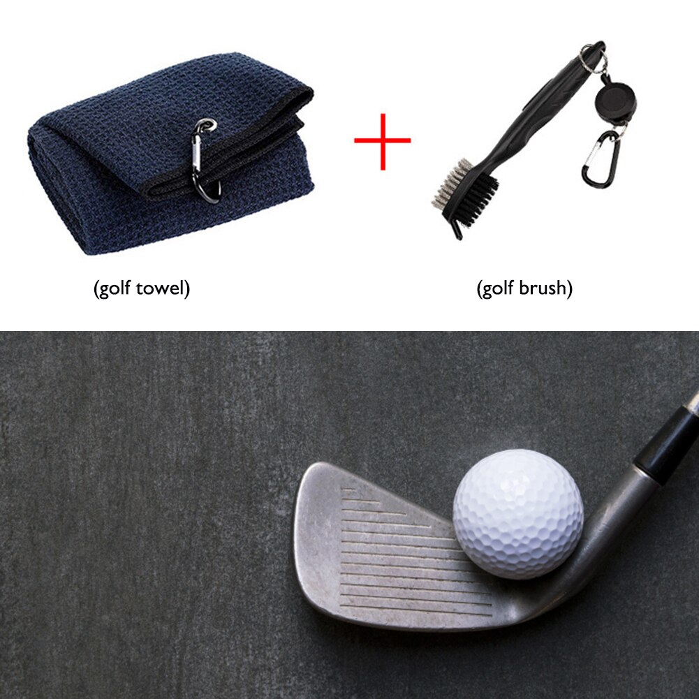 Golf Club Brush Towel Cleaner Kit 2 Sided Putter Wedge Ball Groove Cleaning Tool for Outdoor Exercise Sport Ornaments