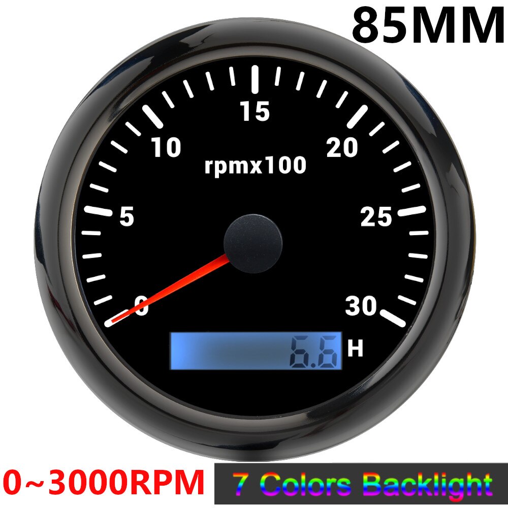 85mm Tachometer 3000 6000 8000 RPM Tacho Mit 7 Farben Hintergrundbeleuchtung Marine Boot RPM Meter Gauge LCD Tacometro Digital stunde Meter: BN 3000 rpm meter