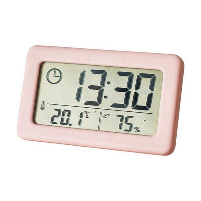 LED Digital Clock Electronic Digital Screen Desktop Clock for Home Office Backlight Snooze Data Calendar Clocks: Pink