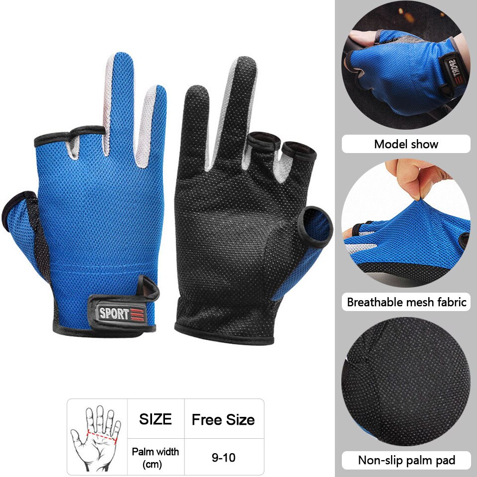 Männer Angeln Handschuhe Im Freien Nicht-slip Angeln Schutz Handschuhe Drei Finger Cut Sport Halbe Finger Handschuhe Angeln Wasserdicht: Type A Blue