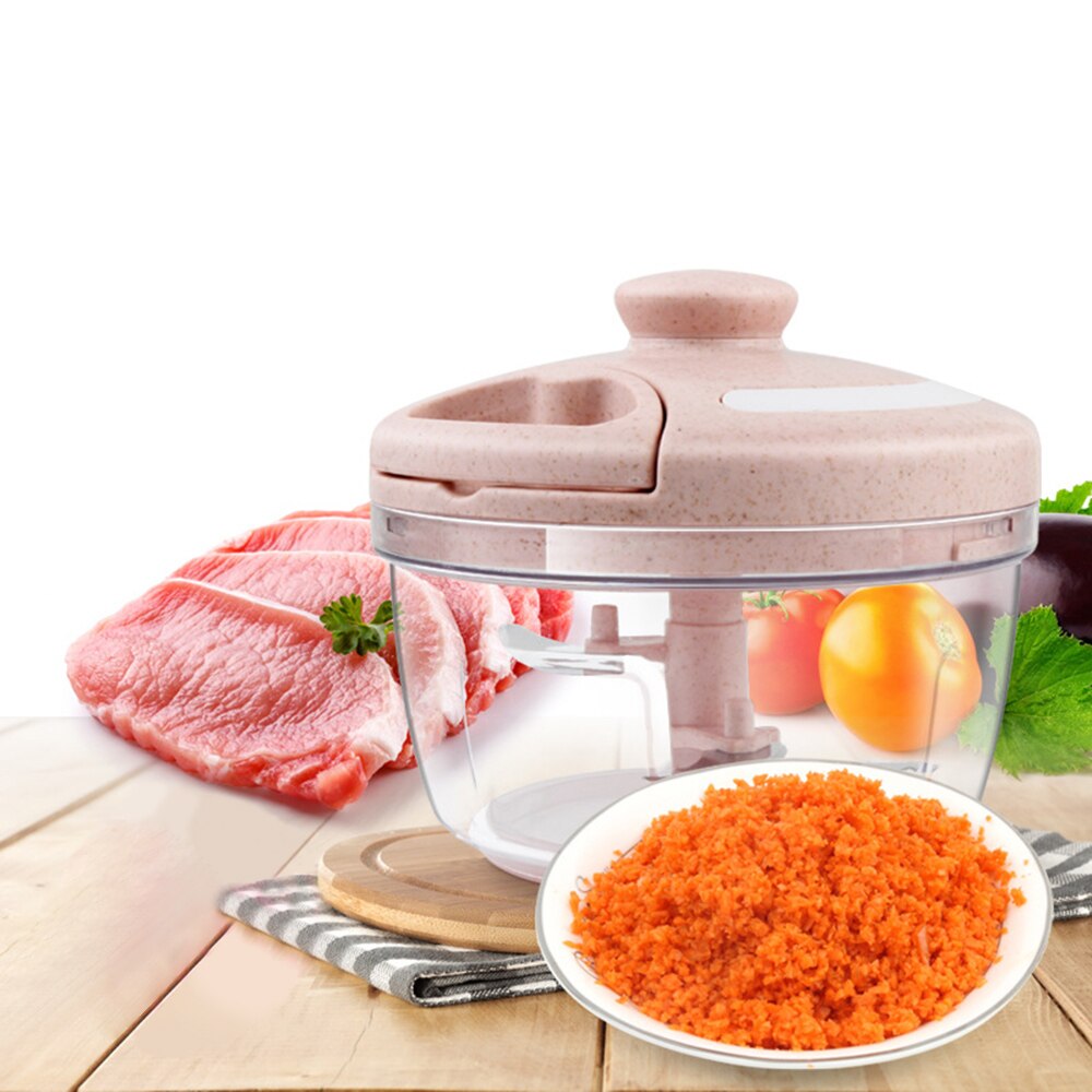 Manual Chopper Food Processor with Mixing 3pcs Sharp Blades Vegetable Fruit Household Multifunctional Shredder Anti-Slip Base