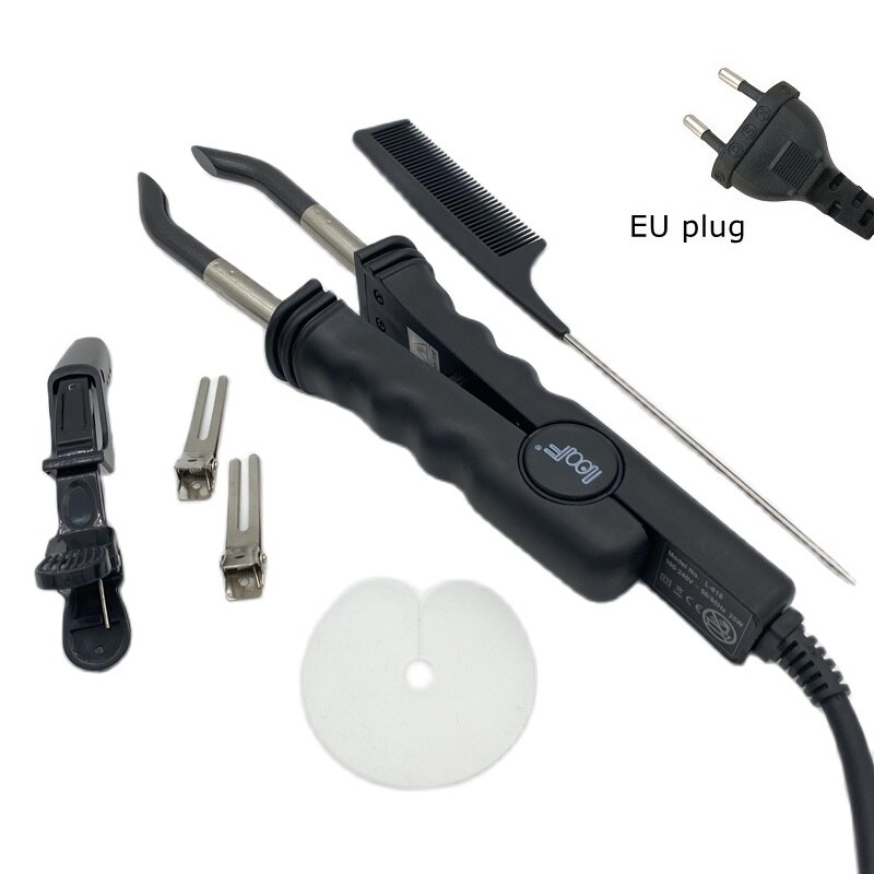 L-618 Hair Extension Fusion Iron HEat Hair Connector Temperature Controllable: EU plug Kit Black