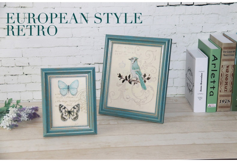 4pcs/set Blue Europe style Frame on Table Home Decoation Photo Picture Frames