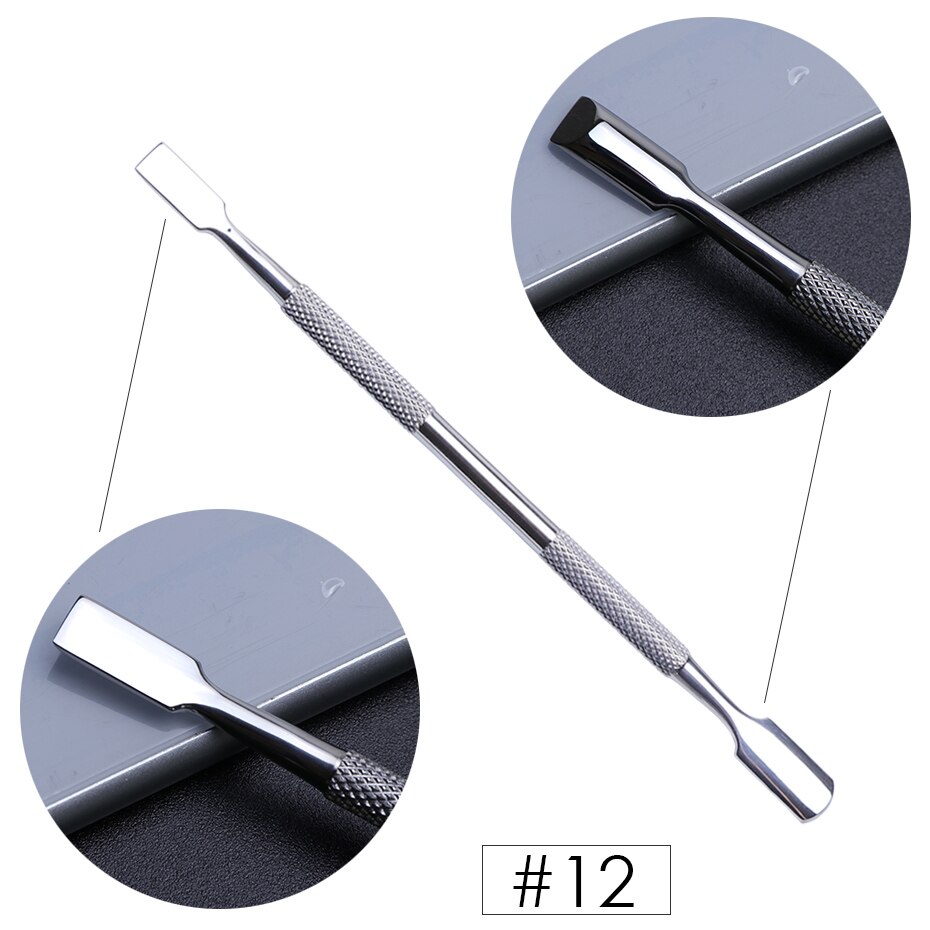 1pcs Dual-end Nail Cuticle Pusher Remover Stainless Steel UV Gel Polish Removal Trimmer Dead Skin Grinding Manicure Tool JI809-1: 12