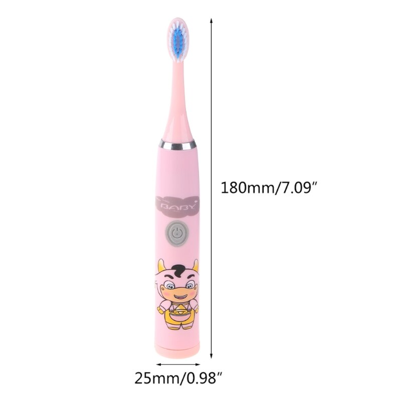 Cute Cattle Children Automatic Toothbrush Ultrasonic Toothbrush Electric Toothbrush for Kids, Waterproof