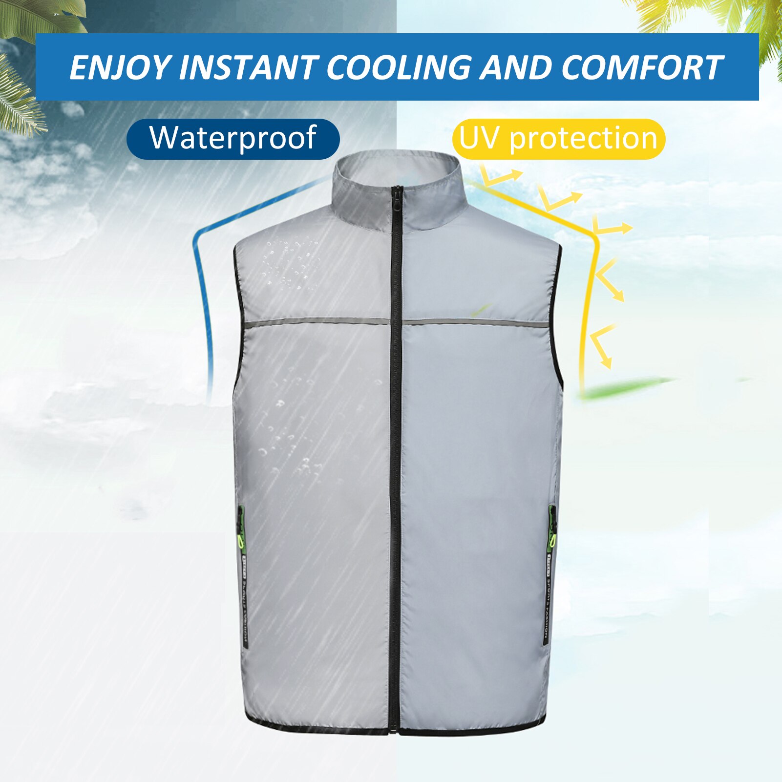 Fan Equipped Clothes UV Resistant Cooling Jacket Summer Air-conditioning Vest fan Electric Fan Cooling Vest Outdoor Fishing Vest