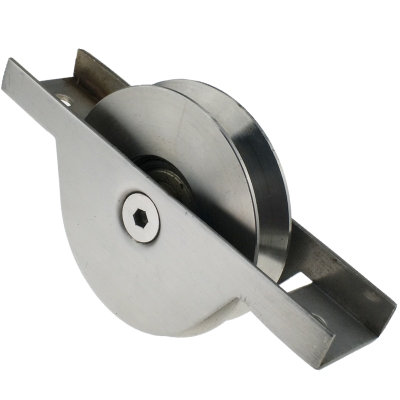 Stainless steel 304 stealth track wheel sliding door bearing wheel U-groove pulley lifting mute V-shaped steel fixed pulley