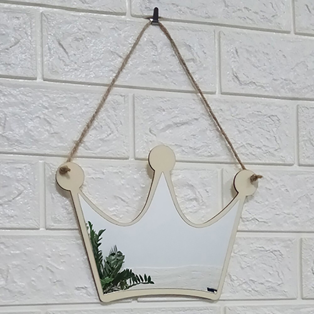 Wall sticker picture frame Nordic Wood Acrylic Mirror Cartoon Wall Camera Props Kids Room Wall Decoration porta retrato @: I
